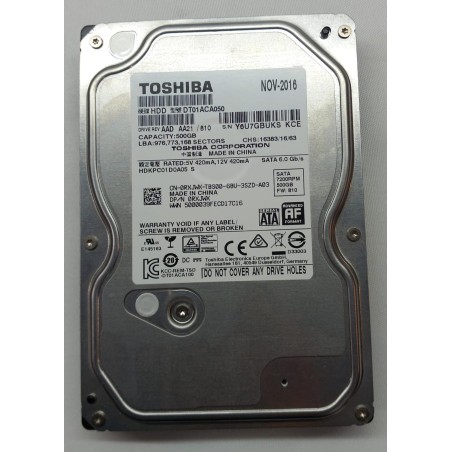 Festplatte 3.5" toshiba 500 gb sata / dt01aca050 / 6 gb/s , 7200 rpm
