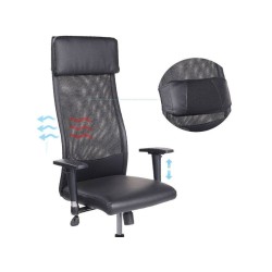 Chaise de bureau en métal adec airflow 60x120-128x60 cm - noir